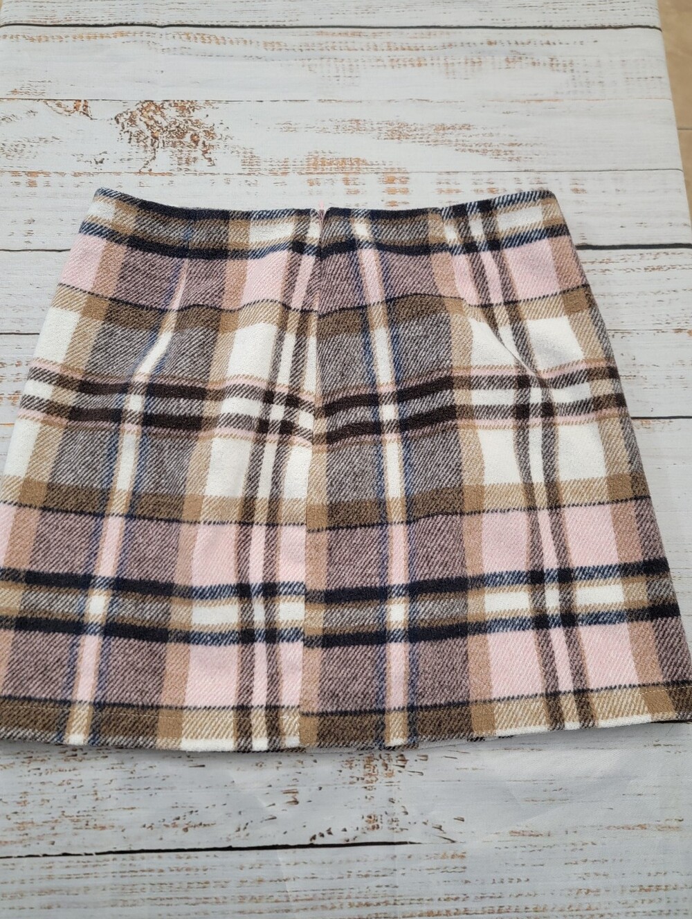 Plaid A-Line Mini Skirt in Pink and Brown